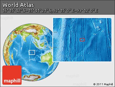 Physical Location Map of the Area around 15° 58' 32" S, 92° 43' 29" E