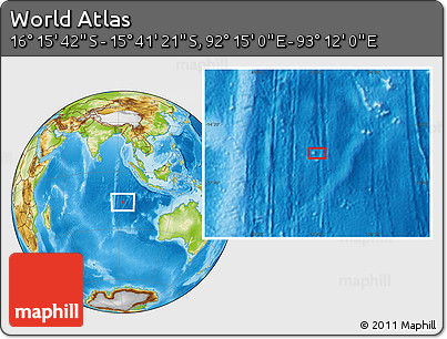 Physical Location Map of the Area around 15° 58' 32" S, 92° 43' 29" E