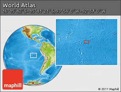 Physical Location Map of the Area around 15° 58' 32" S, 93° 25' 30" W