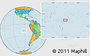 Political Location Map of the area around 15° 58' 32" S, 93° 25' 30" W