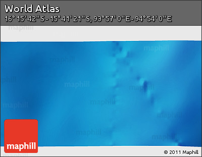 Shaded Relief 3D Map of the Area around 15° 58' 32" S, 94° 25' 30" E
