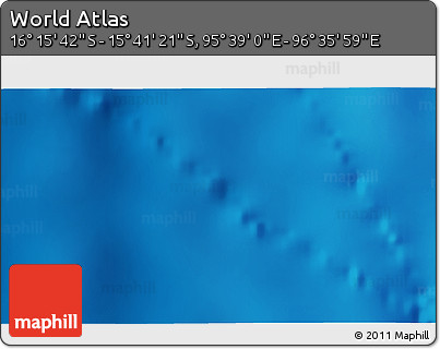 Shaded Relief 3D Map of the Area around 15° 58' 32" S, 96° 7' 30" E
