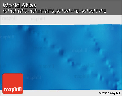 Shaded Relief 3D Map of the Area around 15° 58' 32" S, 96° 7' 30" E