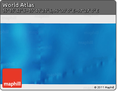 Shaded Relief 3D Map of the Area around 15° 58' 32" S, 96° 58' 29" E