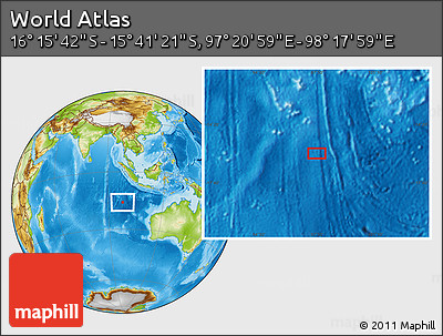 Physical Location Map of the Area around 15° 58' 32" S, 97° 49' 29" E