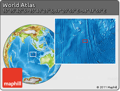 Physical Location Map of the Area around 15° 58' 32" S, 97° 49' 29" E