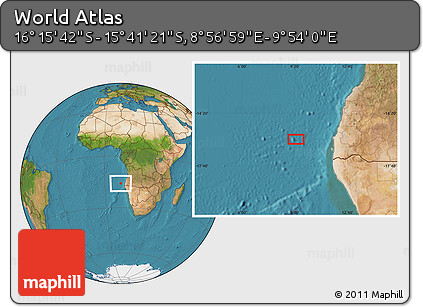 Satellite Location Map of the Area around 15° 58' 32" S, 9° 25' 30" E