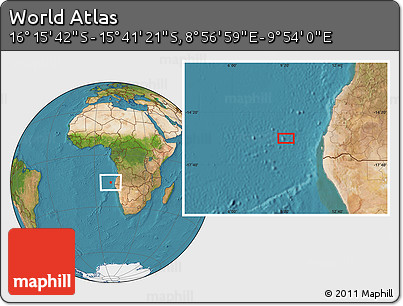 Satellite Location Map of the Area around 15° 58' 32" S, 9° 25' 30" E