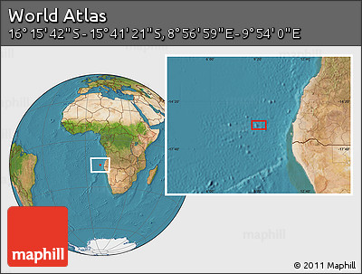 Satellite Location Map of the Area around 15° 58' 32" S, 9° 25' 30" E