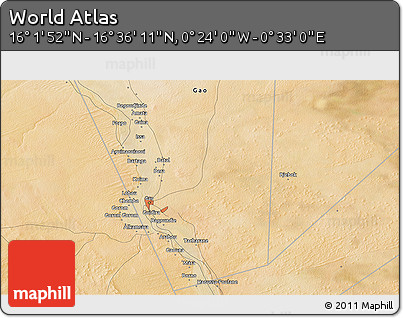 Satellite 3D Map of the Area around 16° 19' 2" N, 0° 4' 30" E