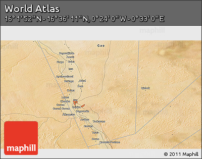 Satellite 3D Map of the Area around 16° 19' 2" N, 0° 4' 30" E
