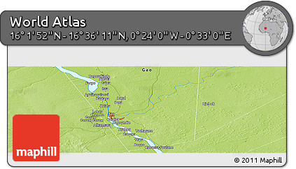 Physical Panoramic Map of the Area around 16° 19' 2" N, 0° 4' 30" E