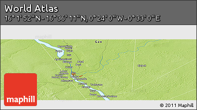 Physical Panoramic Map of the Area around 16° 19' 2" N, 0° 4' 30" E