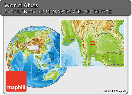 Physical Location Map of the Area around 16° 19' 2" N, 100° 22' 30" E