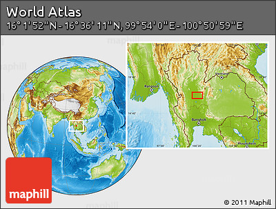 Physical Location Map of the Area around 16° 19' 2" N, 100° 22' 30" E
