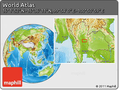 Physical Location Map of the Area around 16° 19' 2" N, 100° 22' 30" E