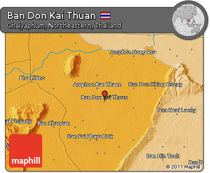 Political 3D Map of Ban Don Kai Thuan