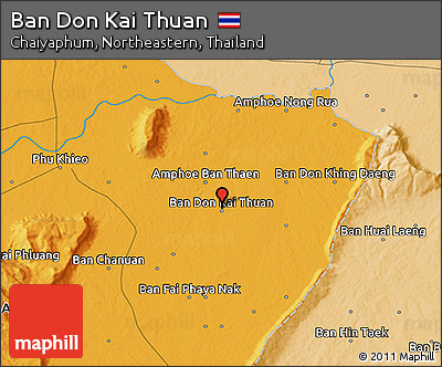Political 3D Map of Ban Don Kai Thuan