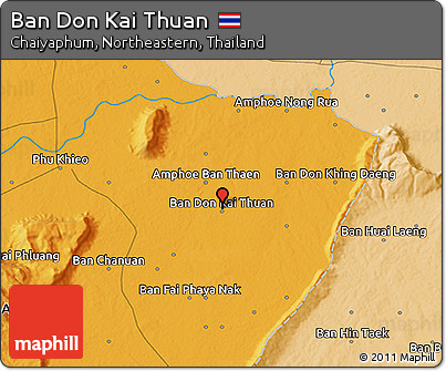 Political 3D Map of Ban Don Kai Thuan