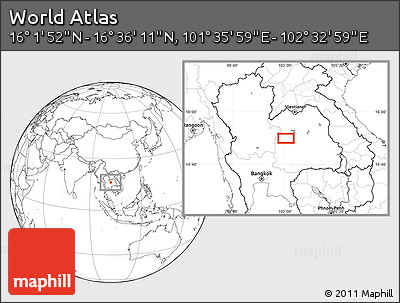 Blank Location Map of the Area around 16° 19' 2" N, 102° 4' 29" E