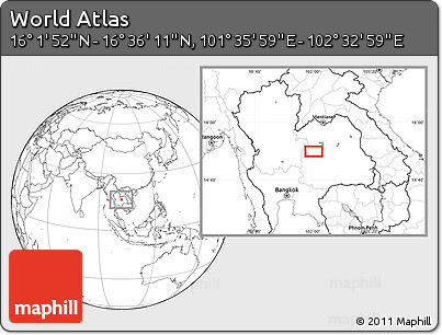 Blank Location Map of the Area around 16° 19' 2" N, 102° 4' 29" E