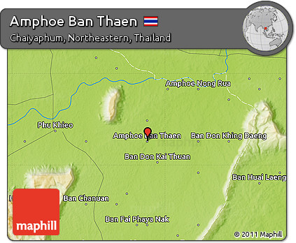 Physical Map of Amphoe Ban Thaen