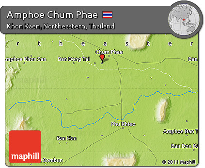 Physical Map of Amphoe Chum Phae