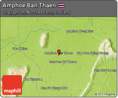 Physical Map of Amphoe Ban Thaen
