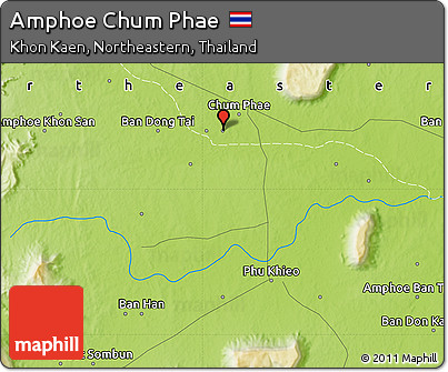 Physical Map of Amphoe Chum Phae
