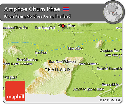 Physical Panoramic Map of Amphoe Chum Phae