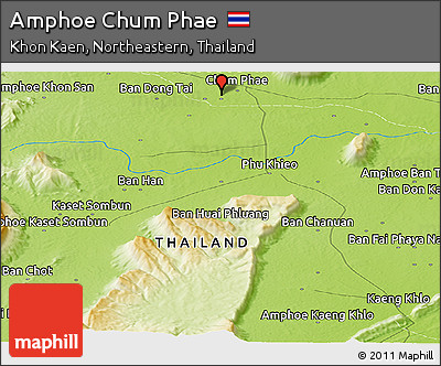 Physical Panoramic Map of Amphoe Chum Phae