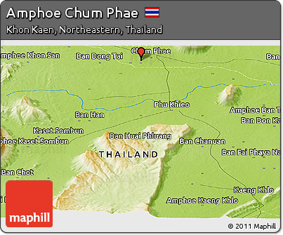Physical Panoramic Map of Amphoe Chum Phae