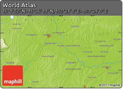 Physical Map of the Area around 16° 19' 2" N, 102° 55' 30" E