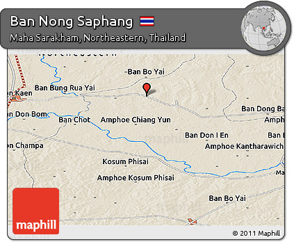 Shaded Relief Panoramic Map of Ban Nong Saphang