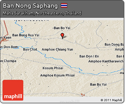 Shaded Relief Panoramic Map of Ban Nong Saphang