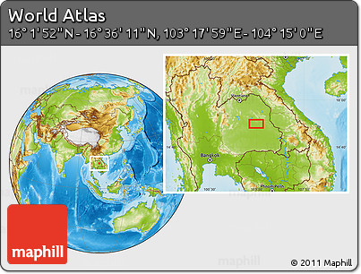 Physical Location Map of the Area around 16° 19' 2" N, 103° 46' 30" E