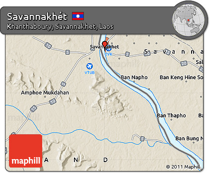 Shaded Relief Map of Savannakhét
