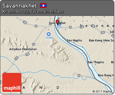 Shaded Relief Map of Savannakhét