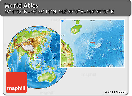 Physical Location Map of the Area around 16° 19' 2" N, 113° 7' 30" E