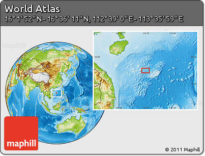 Physical Location Map of the Area around 16° 19' 2" N, 113° 7' 30" E