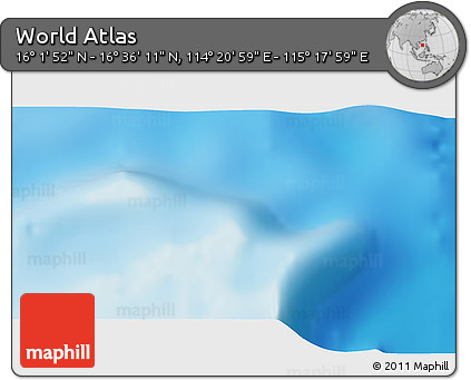 Physical 3D Map of the Area around 16° 19' 2" N, 114° 49' 29" E