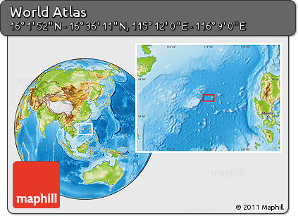 Physical Location Map of the Area around 16° 19' 2" N, 115° 40' 30" E