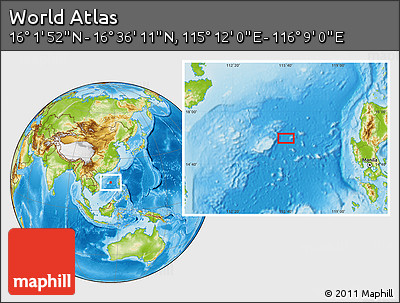 Physical Location Map of the Area around 16° 19' 2" N, 115° 40' 30" E