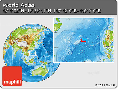 Physical Location Map of the Area around 16° 19' 2" N, 115° 40' 30" E