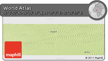 Physical Panoramic Map of the Area around 16° 19' 2" N, 11° 58' 29" E