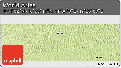 Physical Panoramic Map of the Area around 16° 19' 2" N, 11° 58' 29" E