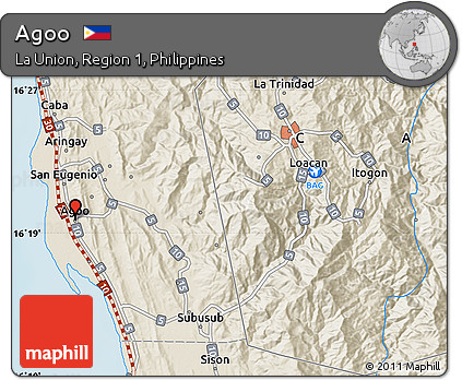 Shaded Relief Map of Agoo