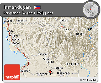 Shaded Relief Panoramic Map of Inmanduyan