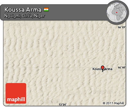 Shaded Relief Map of Koussa Arma