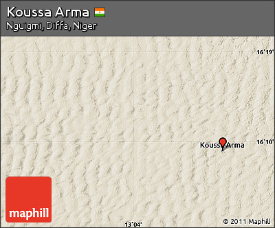 Shaded Relief Map of Koussa Arma